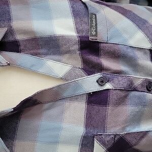 Columbia Flannel Shirt Purple Blue Women's Large Cotton